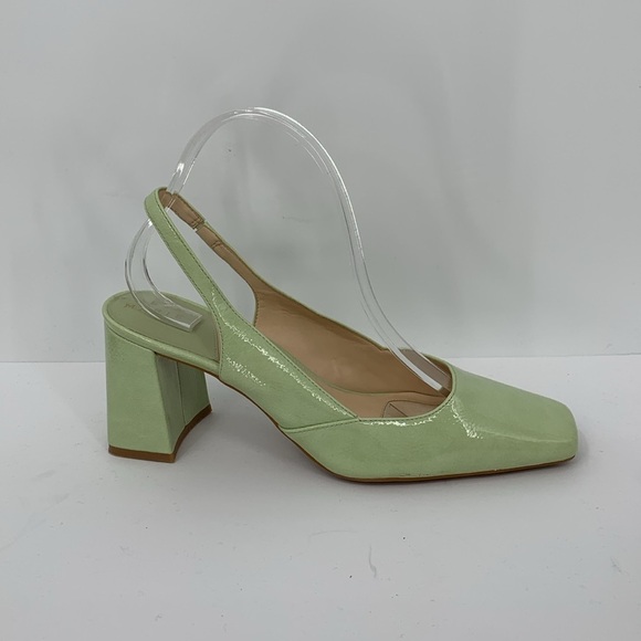 Alex Marie Patent slingback shoes heel mint green light chunky heel 9.5 WIDE - Picture 1 of 6